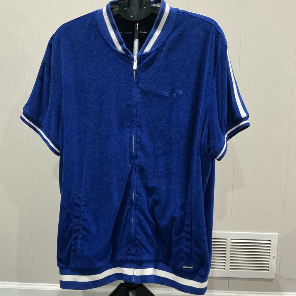Sean John Royal Blue and White Knit Top